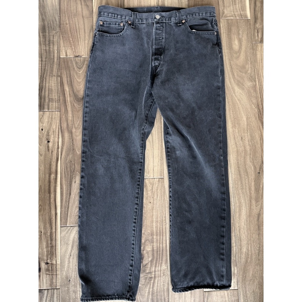Levi's 501 Jeans Men 36x32 Black Straight‎ Button Fly Workwear Denim